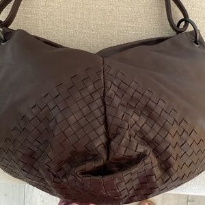 Authentic Bottega Veneta chocolate brown fortune cookie hobo.